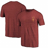 Arizona State Sun Devils Fanatics Branded Maroon Primary Logo Left Chest Distressed Tri Blend T-Shirt,baseball caps,new era cap wholesale,wholesale hats